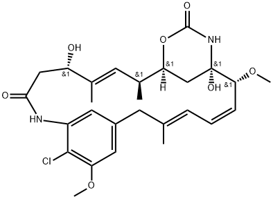 Maytansine, O3-de2-(acetylmethylamino)-1-oxopropyl-4,5-deepoxy-4,5-didehydro-22-demethyl- 结构式