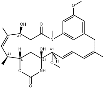 Maytansine, O3-de2-(acetylmethylamino)-1-oxopropyl-19-dechloro-4,5-deepoxy-4,5-didehydro- 结构式
