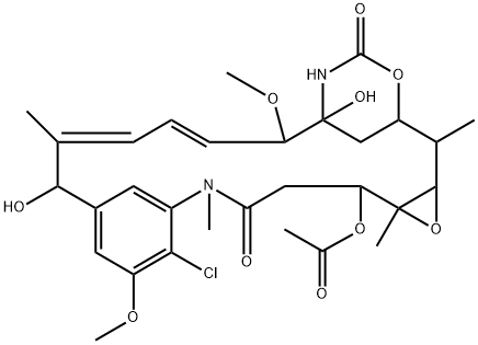 Maytansine, O3-acetyl-O3-de2-(acetylmethylamino)-1-oxopropyl-15-hydroxy-, (15R)- 结构式