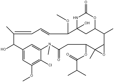 Maytansine, 2-de(acetylmethylamino)-15-hydroxy-2-methyl-, (15R)- 结构式