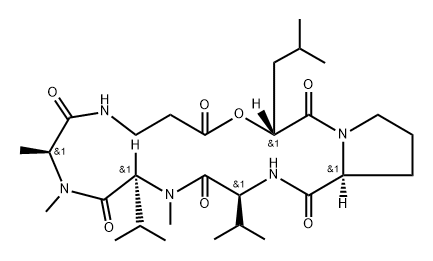 3-Isopropylcyclo[D-Lac-L-Pro-L-Val-N-methyl-L-Val-N-methyl-L-Ala-βAla-] 结构式