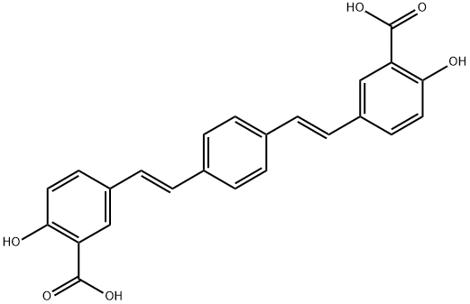 5-[(E)-2-{4-[(E)-2-(3-羧基-4-羟基苯基)乙烯基]苯基}乙烯基]-2-羟基苯甲酸 结构式