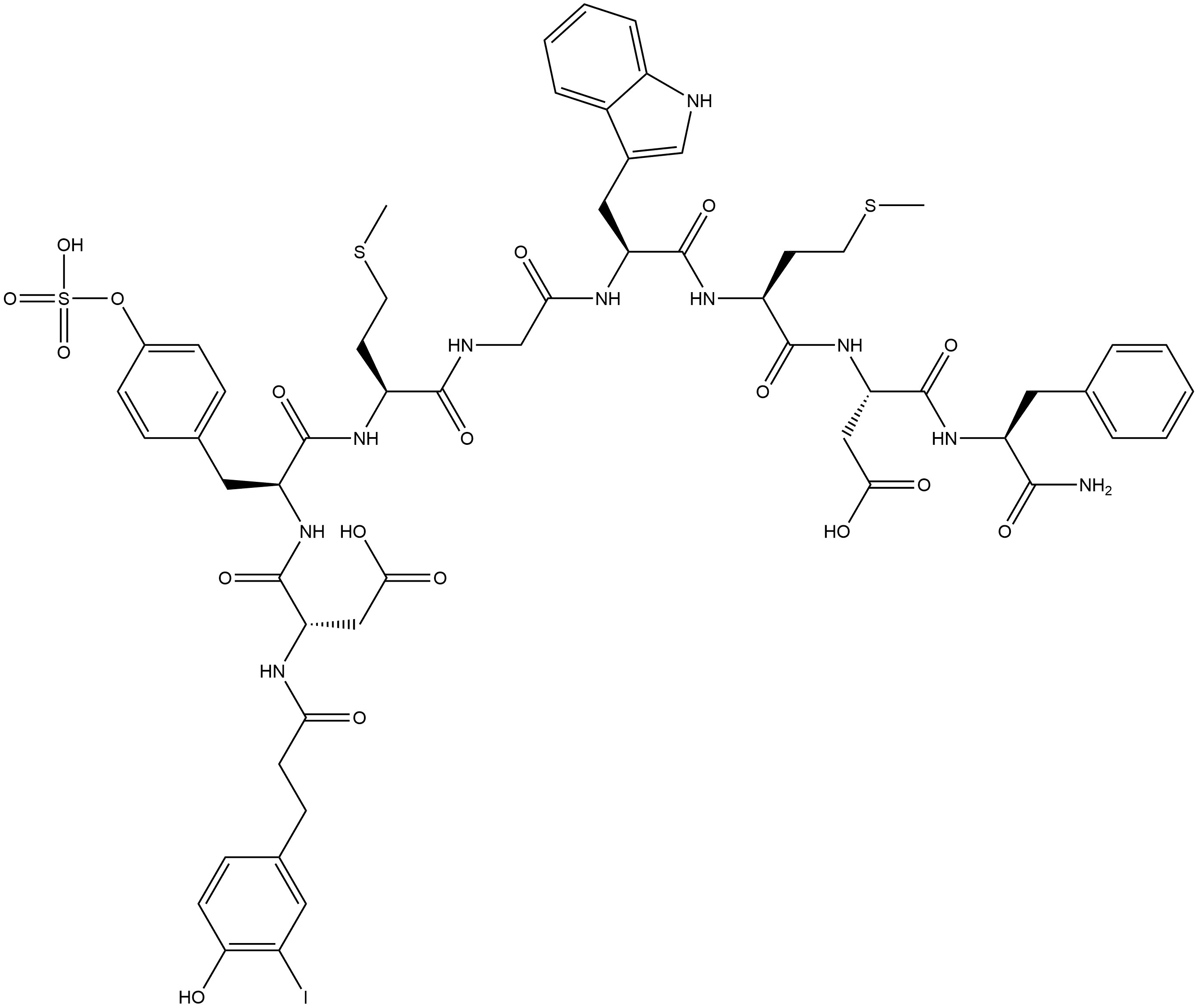 cholecystokinin octapeptide, des-NH2-Tyr 结构式