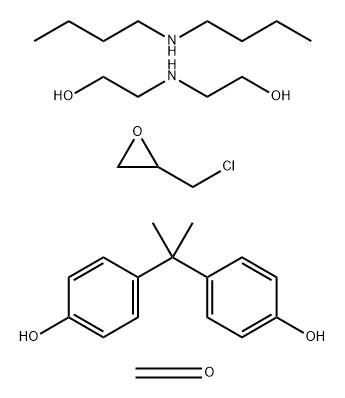 甲醛与氯甲基环氧乙烷和4,4'-(1-甲基亚乙基)双苯酚的聚合物与N-丁基丁胺和二乙醇胺的反应产物的聚合物 结构式