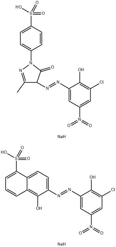 1-Naphthalenesulfonic acid, 6-(3-chloro-2-hydroxy-5-nitrophenyl)azo-5-hydroxy-, monosodium salt, mixt. with 4-4-(3-chloro-2-hydroxy-5-nitrophenyl)azo-4,5-dihydro-3-methyl-5-oxo-1H-pyrazol-1-ylbenzenesulfonic acid monosodium salt 结构式