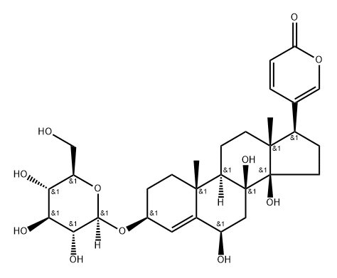 Bufa-4,20,22-trienolide, 3-(β-D-glucopyranosyloxy)-6,8,14-trihydroxy-, (3β,6β)- 结构式