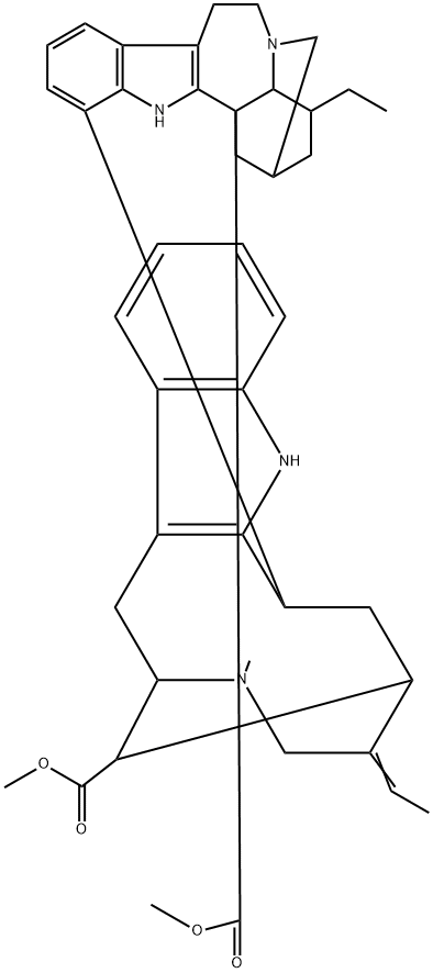 Ibogamine-18-carboxylic acid, 14-((3alpha)-17-methoxy-17-oxovobasan-3- yl)-, methyl ester 结构式