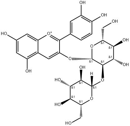 矢车菊素-3-槐糖苷 结构式