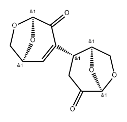 .beta.-D-erythro-Hexopyranos-2-ulose, 1,6-anhydro-3,4-dideoxy-4-(4-oxo-6,8-dioxabicyclo3.2.1oct-2-en-3-yl)-, (1S-cis)- 结构式