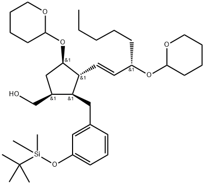 CyclopentaneMethanol, 2-[[3-[[(1,1-diMethylethyl)diMethylsilyl]oxy]phenyl]Methyl]-4-[(tetrahydro-2 H-pyran-2-yl)oxy]-3-[3-[(tetrahydro-2H-pyran-2-yl)oxy]-1-octenyl]-, [1S-[1a,2a,3b(1E,3R*),4a]]-