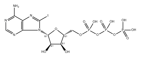Adenosine 5'-(tetrahydrogen triphosphate), 8-iodo- (9CI) 结构式