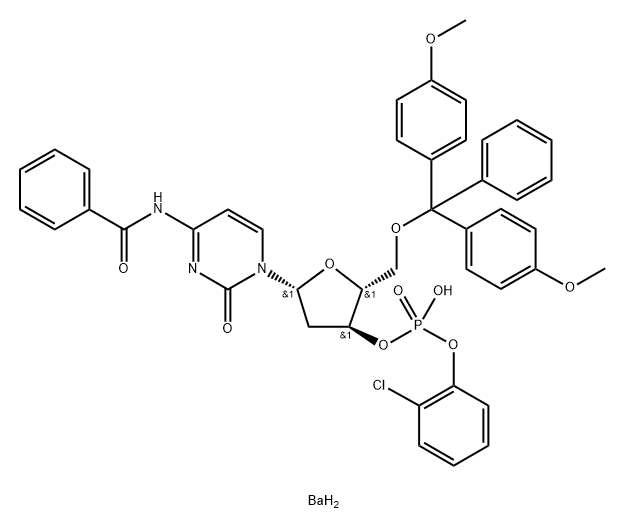BZ-DMT-DEOXYCYTIDINE 2-CLPH DIESTER BARIUM) 结构式