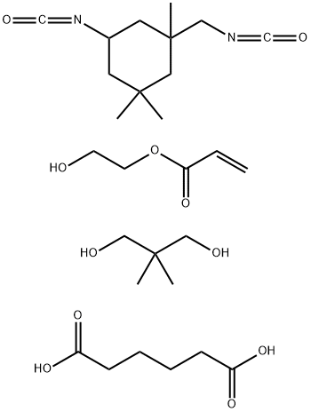 丙烯酸羟乙酯封端的[己二酸与2,2-二甲基-1,3-丙二醇和5-异氰酸根合-1-(异氰酸根合甲基)-1,3,3-三甲基环己烷]的聚合物 结构式