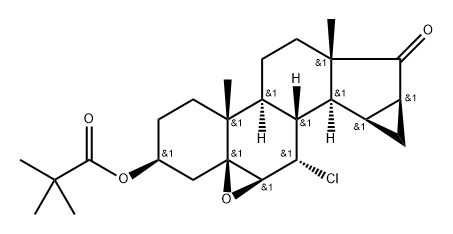 7α-chloro-5,6β-epoxy-15β,16β-methylene-3β-pivaloyloxy-5β-androstan-17-one 结构式