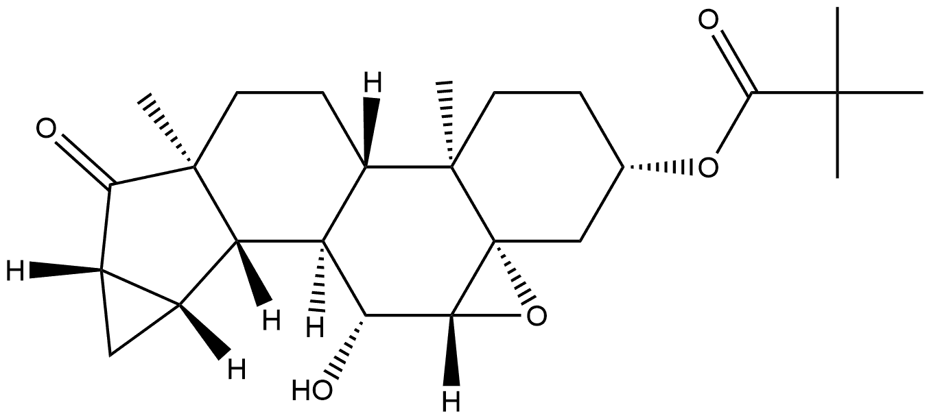 3'H-Cycloprop[15,16]androst-15-en-17-one, 3-(2,2-dimethyl-1-oxopropoxy)-5,6-epoxy-15,16-dihydro-7-hydroxy-, (3β,5β,6β,7β,15α,16α)- 结构式