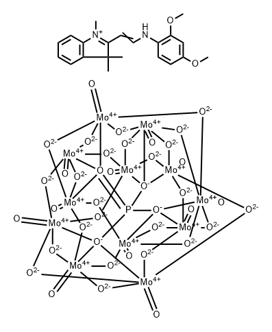 3H-Indolium, 2-[2-[(2,4-dimethoxyphenyl)amino]ethenyl]-1,3,3-trimethyl-, tetracosa-μ-oxododecaoxo[μ12-[phosphato(3-)-κO:κO:κO:κO':κO':κO':κO'':κO'':κO'':κO''':κO''':κO''']]dodecamolybdate(3-) (3:1) 结构式