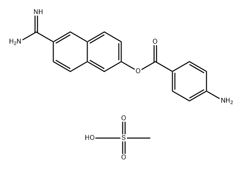 6-脒基2- 萘基-4-氨基苯甲酸酯甲磺酸盐 结构式