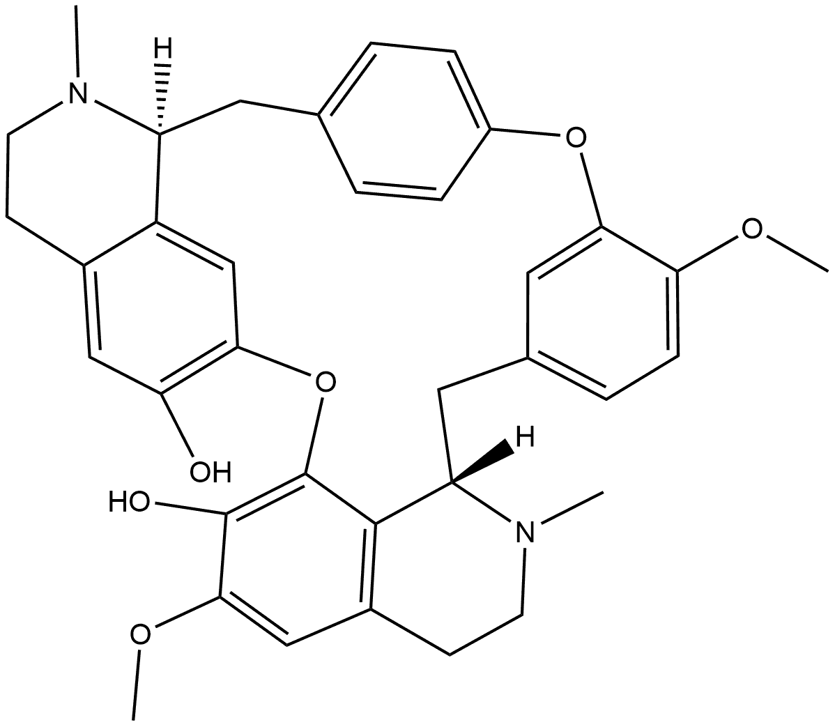 Berbaman-6',7-diol, 6,12-dimethoxy-2,2'-dimethyl-, (1β)- (9CI) 结构式