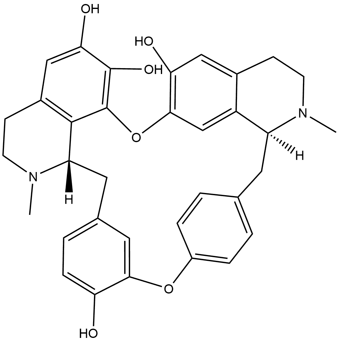 Berbaman-6,6',7,12-tetrol, 2,2'-dimethyl-, (1β)- (9CI) 结构式