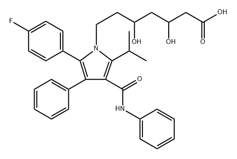 1H-Pyrrole-1-heptanoic acid, 2-(4-fluorophenyl)-β,δ-dihydroxy-5-(1-methylethyl)-3-phenyl-4-[(phenylamino)carbonyl]- 结构式