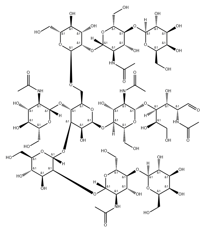 MANNOTRIOSE-DI-(N-ACETYLGLUCOSAMINE), BIS(GALACTOSYL-N-ACETYLGLUCOSAMINYL)-BISECTING N-ACETYLGLUCOSAMINYL- 结构式