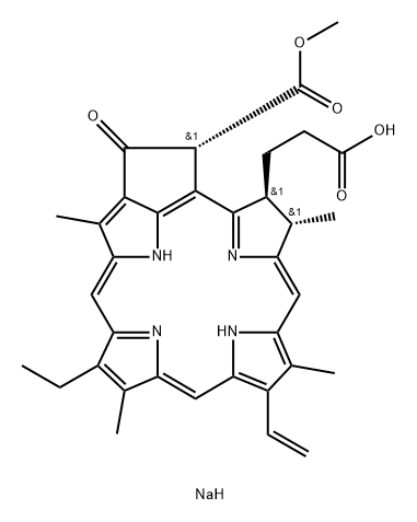 sodium [3S-(3alpha,4beta,21beta)]-14-ethyl-21-(methoxycarbonyl)-4,8,13,18-tetramethyl-20-oxo-9-vinylphorbine-3-propionate