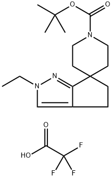 tert-butyl 2-ethy!-4.5-dihydr^H-spirofcyctopentalcJpyrazole-e^^ipendinel-r-carbQxyiate 结构式