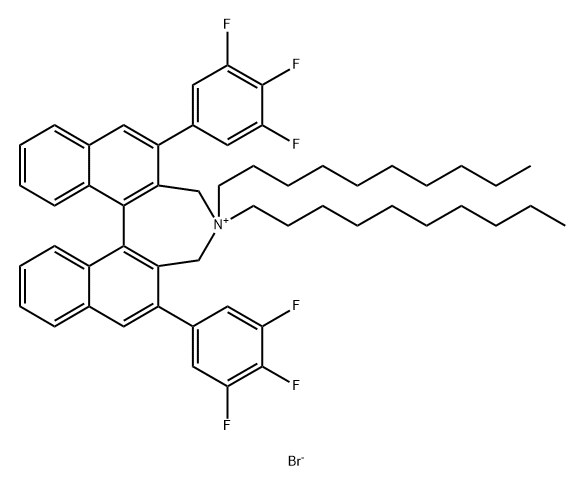 3H-Dinaphth[2,1-c:1',2'-e]azepinium, 4,4-didecyl-4,5-dihydro-2,6-bis(3,4,5-trifluorophenyl)-, bromide (1:1), (11bS)- 结构式