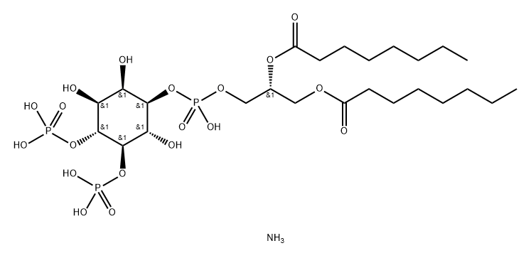 1,2-DIOCTANOYL-SN-GLYCERO-3-PHOSPHO-(1'-MYO-INOSITOL-4',5'-BISPHOSPHATE) (AMMONIUM SALT);08:0 PI(4;5)P2 结构式