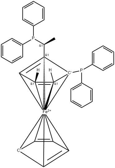 (1R)-1-(diphenylphosphino)-2-[(1S)-1-(diphenylphosphino)ethyl]-Ferrocene 结构式
