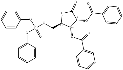 2,3-di-O-benzoyl-5-deoxy-5-diphenylphosphate-D-ribono-1,4-lactone 结构式