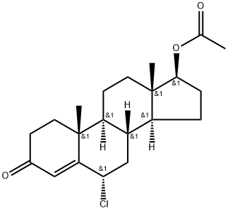 Androst-4-en-3-one, 6α-chloro-17β-hydroxy-, acetate (7CI,8CI) 结构式