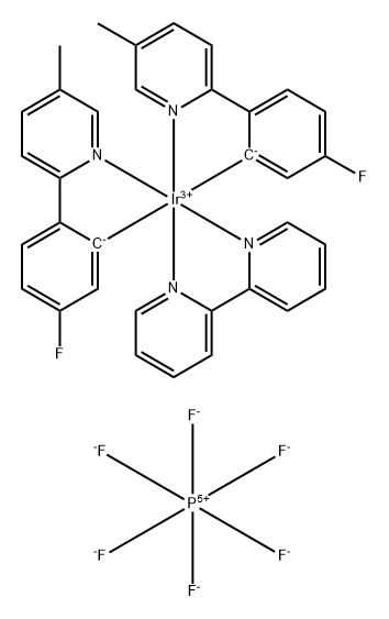 铱-(2,2'-联吡啶-ΚN1,ΚN1')双[5-氟-2-(5-甲基-2-吡啶基-ΚN)苯基-ΚC]-(OC-6-33)-六氟磷酸盐 结构式