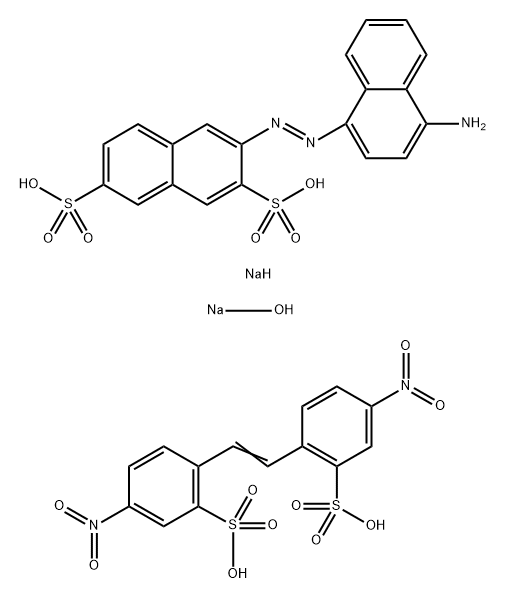 2,7-Naphthalenedisulfonic acid, 3-[(4-amino-1-naphthalenyl)azo]-, disodium salt, reaction products with 2,2'-(1,2-ethenediyl)bis[5-nitrobenzenesulfonic acid] and sodium hydroxide  结构式