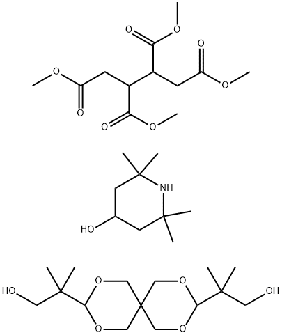 1,2,3,4-丁烷四甲酸四甲基酯与2,2,6,6-四甲基-4-哌啶醇和Β,Β,Β',Β'-四甲基-2,4,8,10-四氧杂螺[5.5]十一烷-3,9-二乙醇的反应产物 结构式