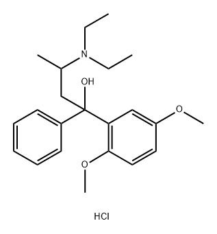 Benzenemethanol, α-[2-(diethylamino)propyl]-2,5-dimethoxy-α-phenyl-, hydrochloride (1:1) 结构式