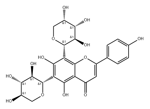 芹菜素-6-C-Β-D-吡喃木糖基-8-C-Α-L-吡喃阿拉伯糖苷 结构式