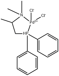 (2-二甲氨基)丙基二苯基膦]二氯化钯(II) 结构式