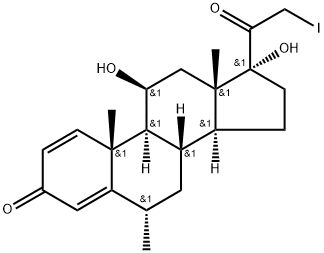 (1R,3aS,3bS,5S,9aR,9bS,10S,11aS)-1,10-dihydroxy-1-(2-iodoacetyl)-5,9a,11a-trimethyl-1H,2H,3H,3aH,3bH,4H,5H,7H,9aH,9bH,10H,11H,11aH-cyclopenta[a]phenanthren-7-one 结构式