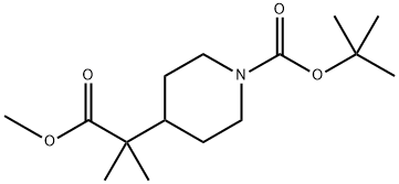 4-Piperidineacetic acid, 1-[(1,1-diMethylethoxy)carbonyl]-a,a-diMethyl-, Methyl ester 结构式