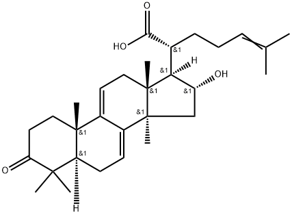 Lanosta-7,9(11),24-trien-21-oic acid, 16-hydroxy-3-oxo-, (16α)- 结构式