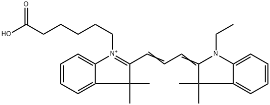 3H-Indolium, 1-(5-carboxypentyl)-2-[3-(1-ethyl-1,3-dihydro-3,3-dimethyl-2H-indol-2-ylidene)-1-propen-1-yl]-3,3-dimethyl- 结构式