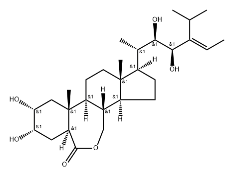 (22R,23R)-2α,3α,22,23-Tetrahydroxy-28-methyl-B-homo-7-oxa-5α-ergost-24(28)-en-6-one 结构式