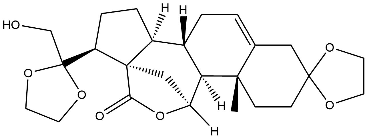 Pregn-5-en-18-oic acid, 3,3:20,20-bis[1,2-ethanediylbis(oxy)]-11,21-dihydroxy-, γ-lactone, (11β)- (9CI) 结构式