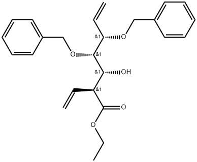 L-gulo-Hept-6-enonic acid, 2,6,7-trideoxy-2-ethenyl-4,5-bis-O-(phenylmethyl)-, ethyl ester 结构式