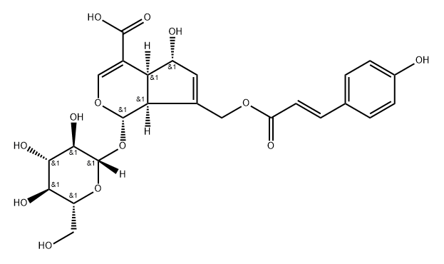 10-O-反式-P-香豆酰鸡屎藤次苷 结构式