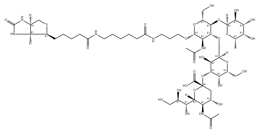 (3aS,4S,6aR)-N-[6-[[3-[[O-(N-Acetyl-alpha-neuraminosyl)-(2-3)-O-alpha-D-galactopyranosyl-(1-3)-O-[6-deoxy-alpha-L-galactopyranosyl-(1-4)]-2-(acetylamino)-2-deoxy-beta-D-glucopyranosyl]oxy]propyl]amino]-6-oxohexyl]hexahydro-2-oxo-1H-thieno[3,4-d]imidazole-4-pentanamide