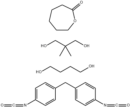 Ε-己内酯与1,4-丁二醇、2,2-二甲基-1,3-丙二醇和1,1'-亚甲基二(4-异氰酸根合苯)的聚合物 结构式