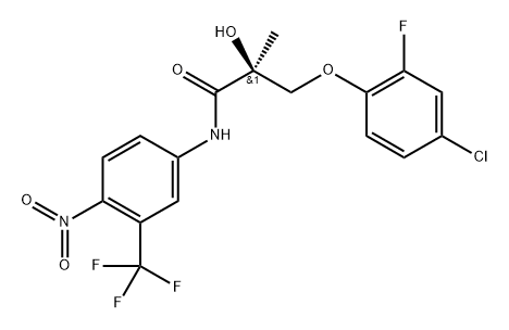 Propanamide, 3-(4-chloro-2-fluorophenoxy)-2-hydroxy-2-methyl-N-[4-nitro-3-(trifluoromethyl)phenyl]-, (2S)- 结构式