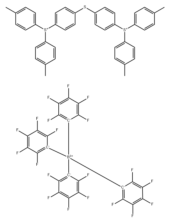 Sulfonium, (thiodi-4,1-phenylene)bis[bis(4-methylphenyl)-, bis[tetrakis(pentafluorophenyl)borate(1-)] (9CI) 结构式